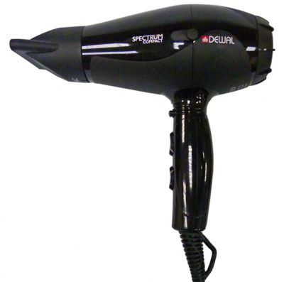 Фен DEWAL Spectrum Compact черный, 2100 Вт, ионизация, 2 насадки